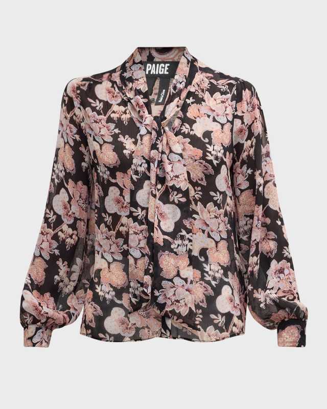 Kirstie Floral Tie-Neck Blouse